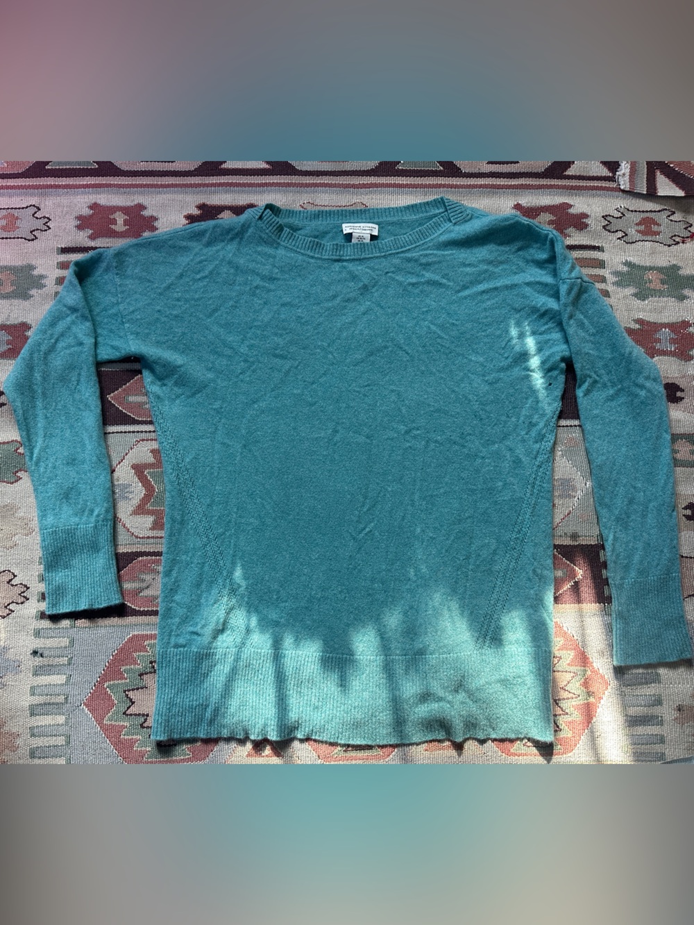 100% Cashmere Adrienne Vittadini Teal Crewneck Pullover Sweater Size XL